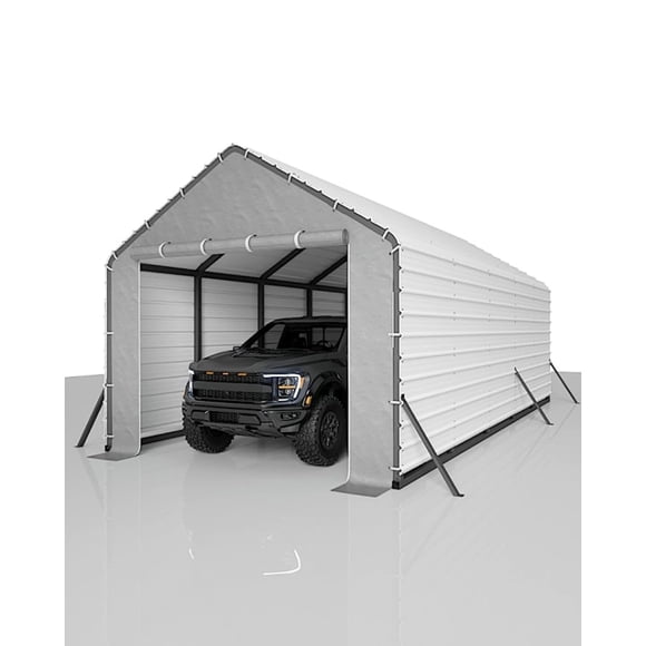 2 Pack Carport Enclosure Kit for 20x21 20x16 20x26 Heavy Duty Carports, PE Enclosure Kit for Metal Carport, 220gsm Roll-Up Zipper Door Panels with Ball Bungees