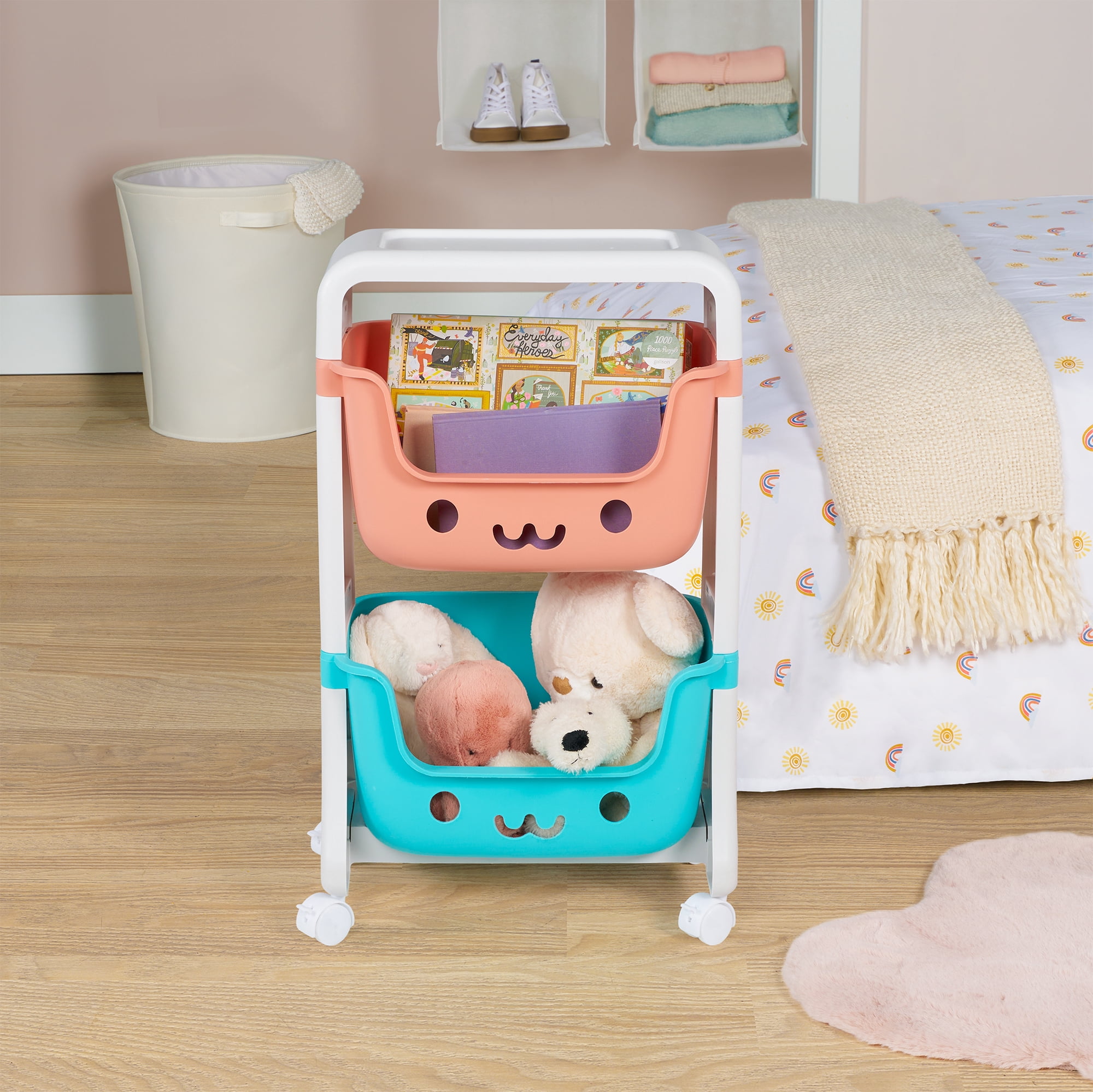 neatfreak! kids Chariot de rangement roulant à 2 niveaux, plastique