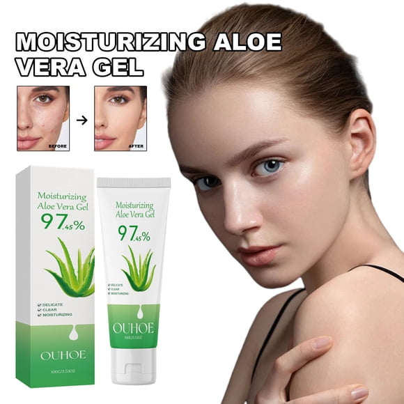 JWshufel Natural Aloe Gel Moisturizer for All Skin Types Face and Body Hydration with Sodium Hyaluronate Soothes Sunburns and Irritations Perfect After Shave Care