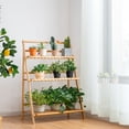 thumbnail image 2 of Costway 3 Tier Bamboo Flower Pot Shelf Stand Folding Display Rack Garden Yard, 2 of 9
