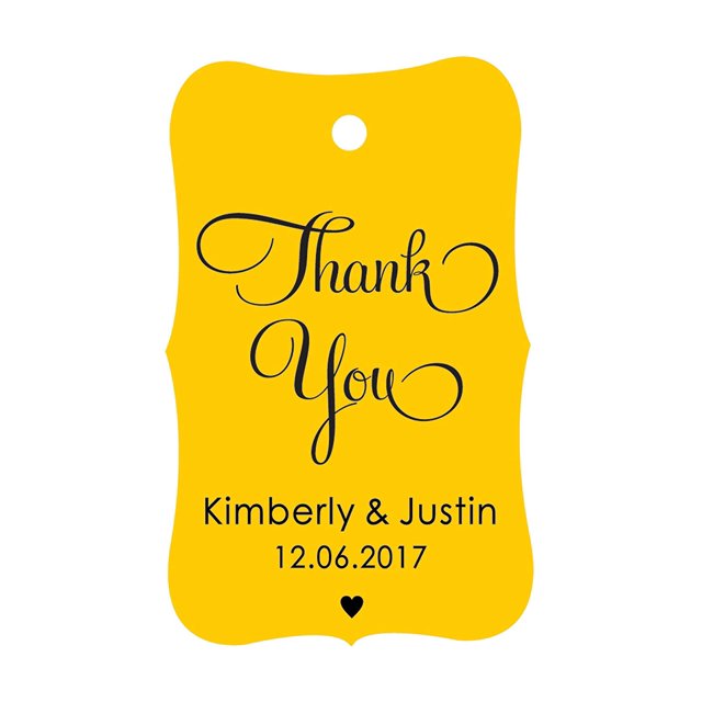 100 PCS Thank You Custom Made Hang Tags Personalized Wedding Favor Gift Paper Tags