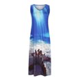 thumbnail image 4 of Lenago Robes de Printemps Grande Taille pour Femmes 2023 Femmes Décontracté Grande Taille Imprimé Col en V Poches Sans Manches Maxi Longue Robe Robes d'Été de Plage en Liquidation, 4 of 8