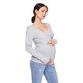 thumbnail image 3 of Paisley Sky Maternity Long Sleeve Wrap Front Nursing Top, 3 of 6