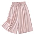 thumbnail image 4 of Timegard Wide Leg Pants for Women Capris Elastic High Waisted Drawstring Casual Loose Cropped Pants, 4 of 4