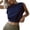 O-Navy-B, variant on 2025 Women Spring Summer Clothing Tall T Shirts Women Solid Button Back Ruffled Graphic T Shirts for Women Trim Blouse Casual Short Summer Tees for Women Sleeve
