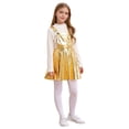 thumbnail image 3 of RUNQHUI Robe Évasée pour Filles Fête d'Anniversaire Robe à Bretelles Jupe Plissée Vêtements de Carnaval Or 14, 3 of 6