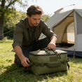 thumbnail image 4 of Camping Sac de Rangement pour Réservoir de Gaz de Réchaud, Sac de Transport d'Outils Pliable pour l'Extérieur avec Double Fermeture Éclair, Tissu Oxford, Noir Vert, 35 x 21 x 17 cm, 4 of 6
