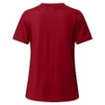 thumbnail image 4 of Femmes Dames Uni Manches Courtes Col Rond Chandail en Dentelle Hauts Chemises Blouse, 4 of 5