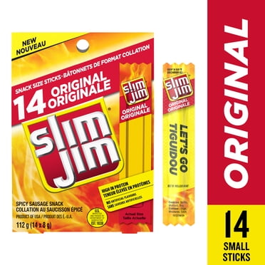 Slim Jim Original, Spicy Sausage Snack Size Meat Stick, High in Protein, No Artificial Flavours, Mini Meat Sticks Multipack
