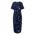 thumbnail image 5 of Kcodviy Chemises de Nuit à Manches Courtes Quotidiennes pour Femmes Grande Taille Imprimé Étoiles Décontracté Robe de Nuit Inclinée pour Femmes Épaule Maxi Robe de Nuit, 5 of 5