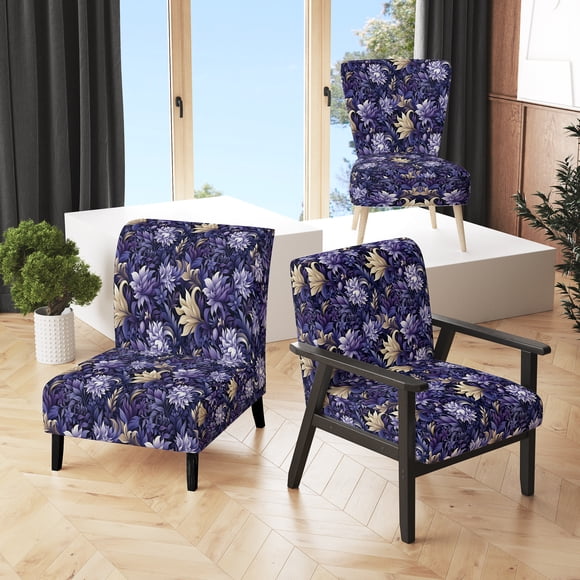 Designart "Ragdoll Royalty" Purple Paisley Upholstered Accent Chair - Glam Arm Chair For Living Room