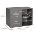 thumbnail image 3 of HOMCOM Modern Lateral Filing Cabinet, 3 Drawer File Cabinet for Letter and A4 Size Documents, Mobile, Printer Stand with Open Shelves, Rolling Wheels, Grey, 3 of 10