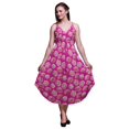 thumbnail image 1 of Bimba Floral Ladies Printed Resort Midi Drawstring Dress Spaghetti Strap Beach Wear-X-Small, 1 of 5