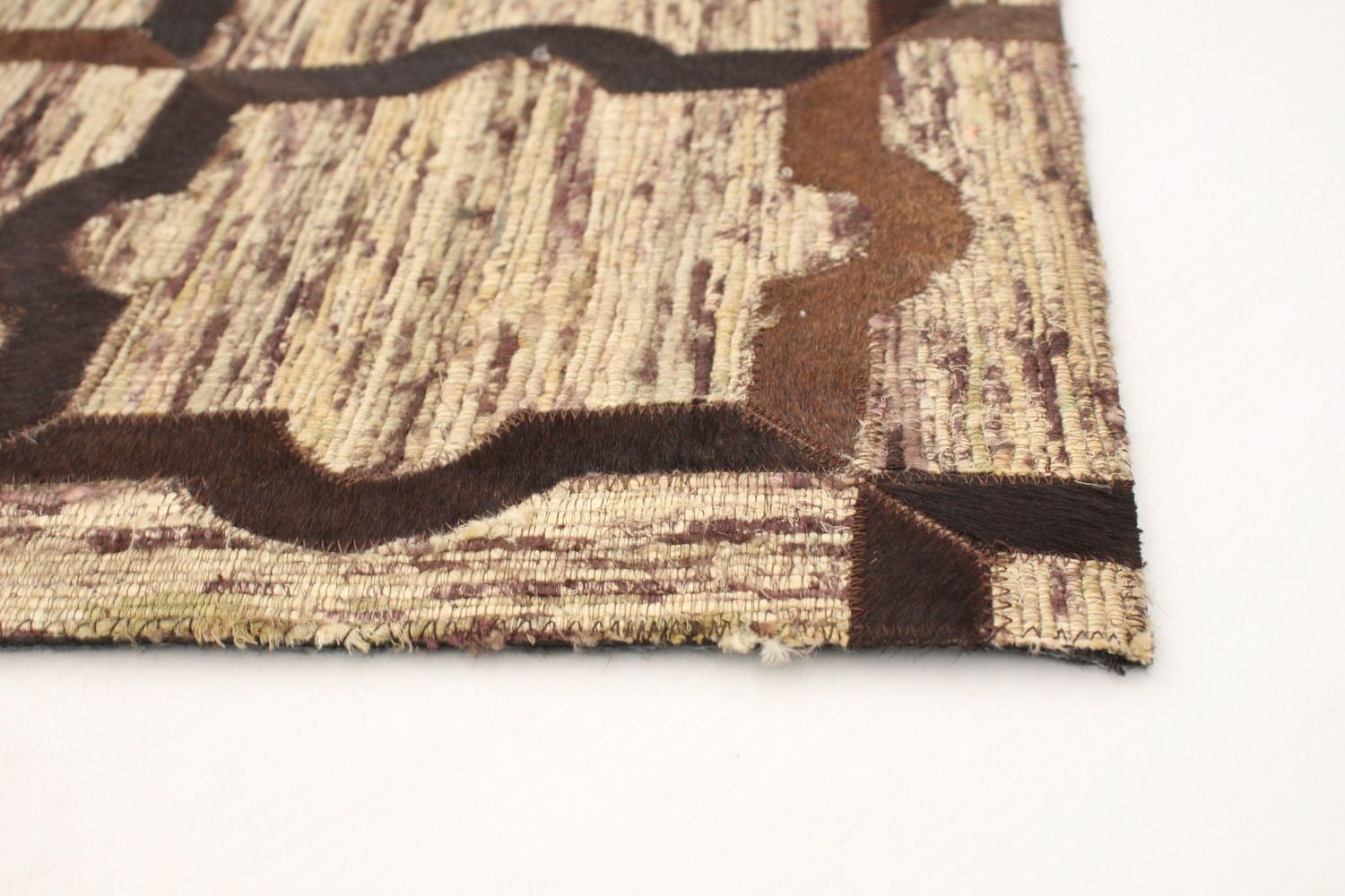 ECARPETGALLERY Tapis Fait à la Main pour Salon, Salle à Manger et Chambre à Coucher Transitionnel Collection Patchwork en cuir 4'6" x 6'6" en Brun