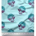 thumbnail image 1 of Soimoi Georgette Viscose Fabric Leaves & Floral Block Printed Fabric 1 Yard 42 Inch Wide, 1 of 3