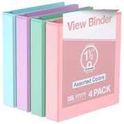 Davis Group Economy 3-Ring View Binders, 1.5" Round Rings, 350 Capacity, Assorted, Pack of 4