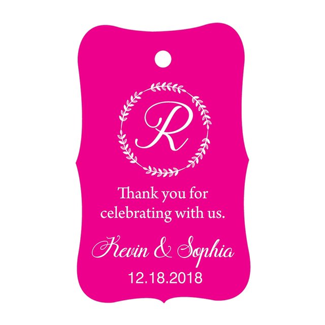 100 PCS Custom Made Scallop Edges Hang Tags Thank You For Celebrating Wedding Favor Gift Paper Tags