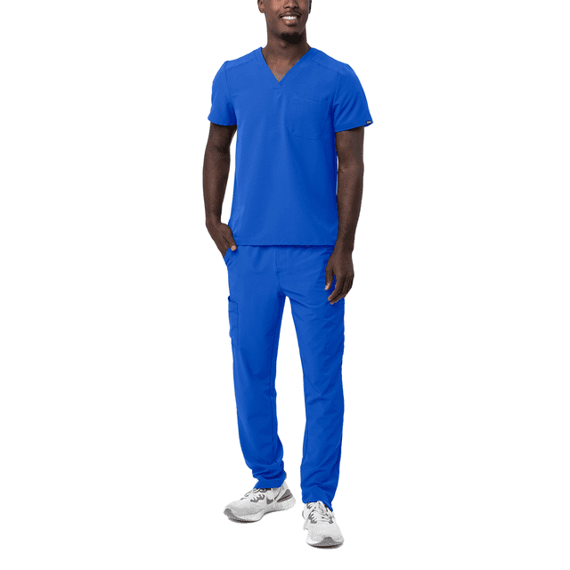 Adar Addition Go-Basic Scrub Set For Men - Classic V-Neck Scrub Top & Cargo Scrub Pants