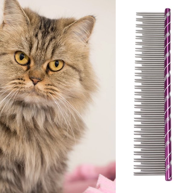 Open Knot Comb, Comfortable Cat Stainless Steel Teeth Comb For Pet Red,Purple,Blue,Green,Black