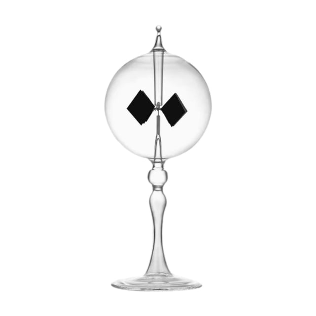 ziyahi Solar Crookes Radiometer Glass Desktop Ornament Entrance Yellow for Shelf Bookshelf Clear 9x21 cm
