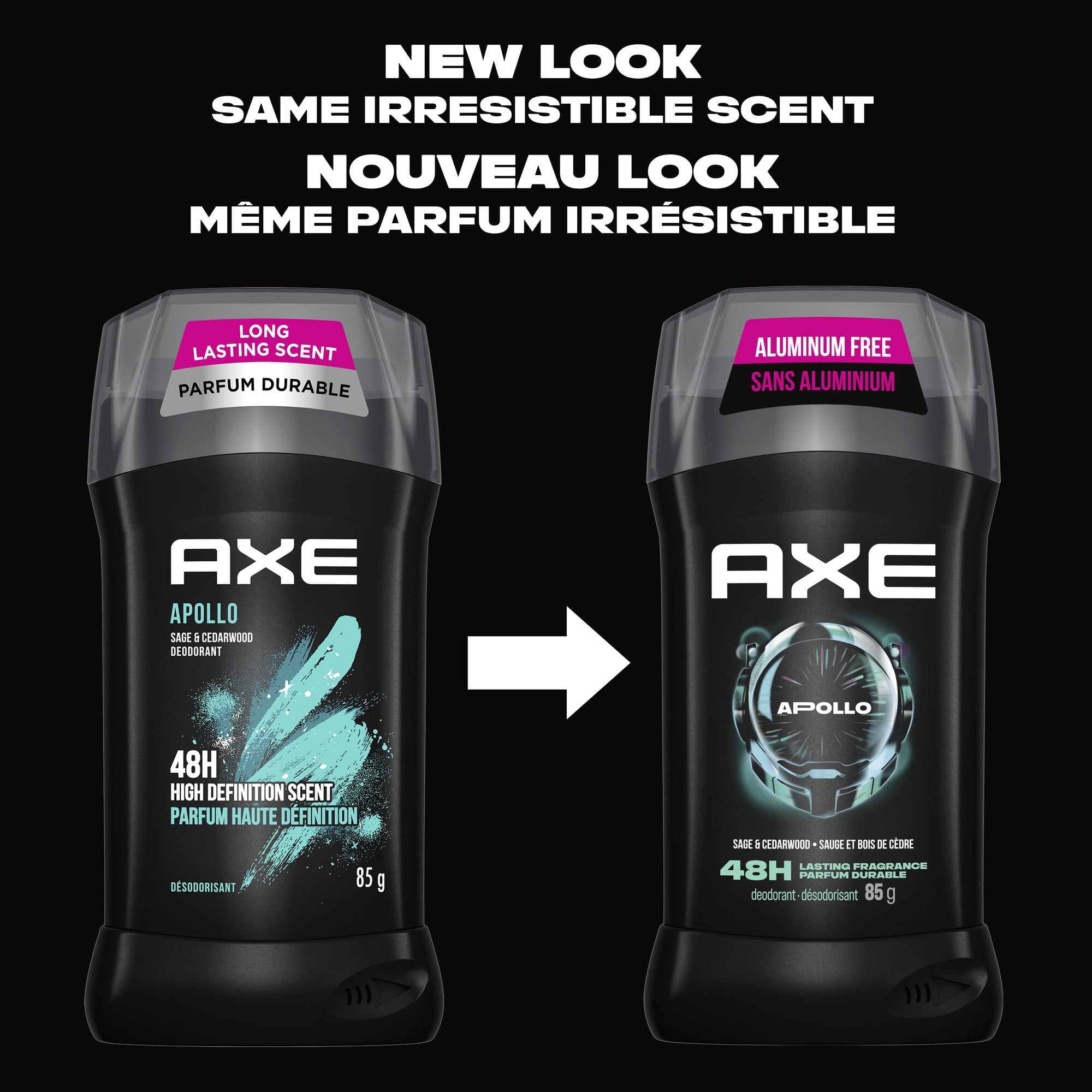 AXE Bâton Désodorisant Protection 48 H Apollo Sauge et Boix de Cèdre, 85 g
