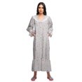 thumbnail image 3 of Moomaya Robe de Nuit Maxi pour Femmes en Coton à Col en V Imprimé avec Bordure Volantée, 3 of 5