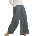thumbnail image 1 of RKSTN Womens Pants Multiple Solid Color Cotton Linen Loose Casual Wide Leg Capris Loose Comfortable Pants, 1 of 5
