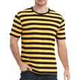 thumbnail image 1 of LEFU Chemises Décontractées Homme Manches Courtes Rayé Jaune Blanc Polyester T-Shirt Été Vacances Voyage Chandail de Base Col Rond (m), 1 of 9