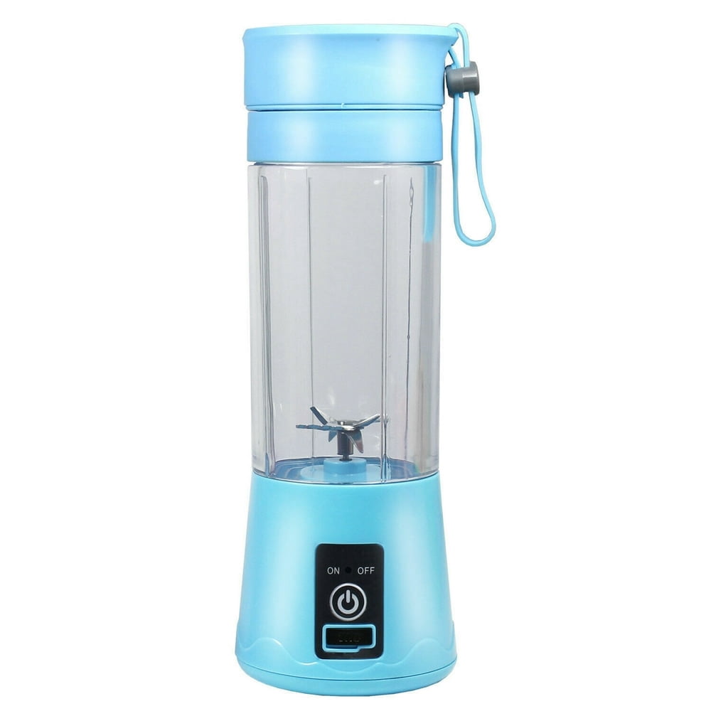 380 ml Portable Blender  Mini Bottle Travel Electric Smoothie Blender Maker With 6 Blades for Juice shakes  Blue