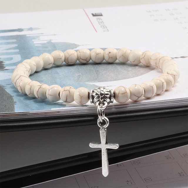 Baohd Stylish And Comfortable Beaded Bracelets For Wear Gift Cross Pendant Bracelets red 1Set