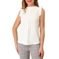 thumbnail image 1 of INSPIRE CHIC Women's Sleeveless Work Blouses Ruffled Pleated Chic Tops White M, 1 of 7