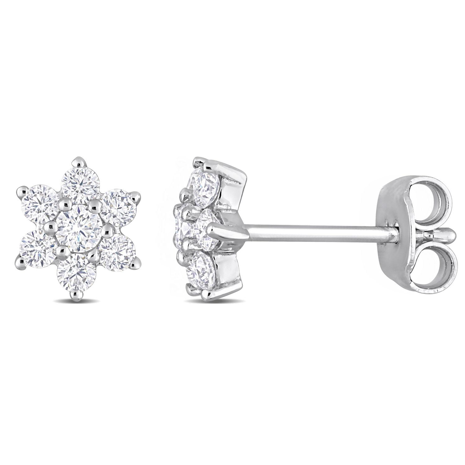 Boucles d'oreilles à florale Miabella en argent sterling avec moissanite 1/2 carat p.g.t.