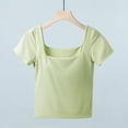 thumbnail image 2 of Plebaso Womens Square Neck T Shirts Built-In Bra Casual Going out Crop Tee Slim Plain Summer Basic Tops, 2 of 3