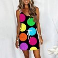 thumbnail image 2 of Pompotops Femmes Casual V-Neck Bandage Sans Manches Impression en Vrac Veste Robe de Ceinture, 2 of 5
