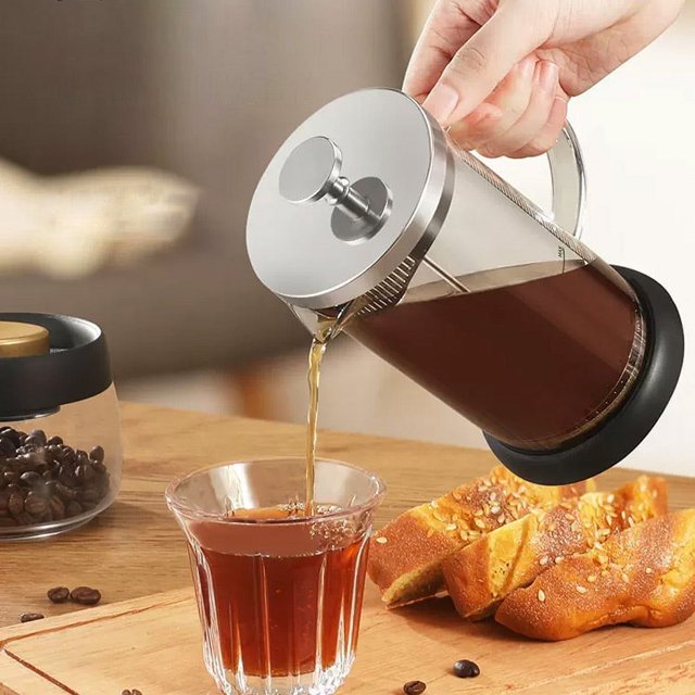 LSLJS 350ml/600ml Glass Hand Pump Milk Frother with Handle and Scale, Cold Extraction Pot