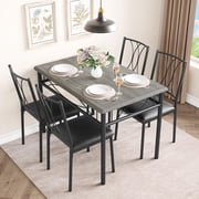 Kitchen Table and Chairs for 4, Dining Table Set for 4, Dining Room Table Set with 4 Upholstered Chairs, Rectangular Kitchen Table Set for Small Space, Apartment, Studio, Rustic Gray
