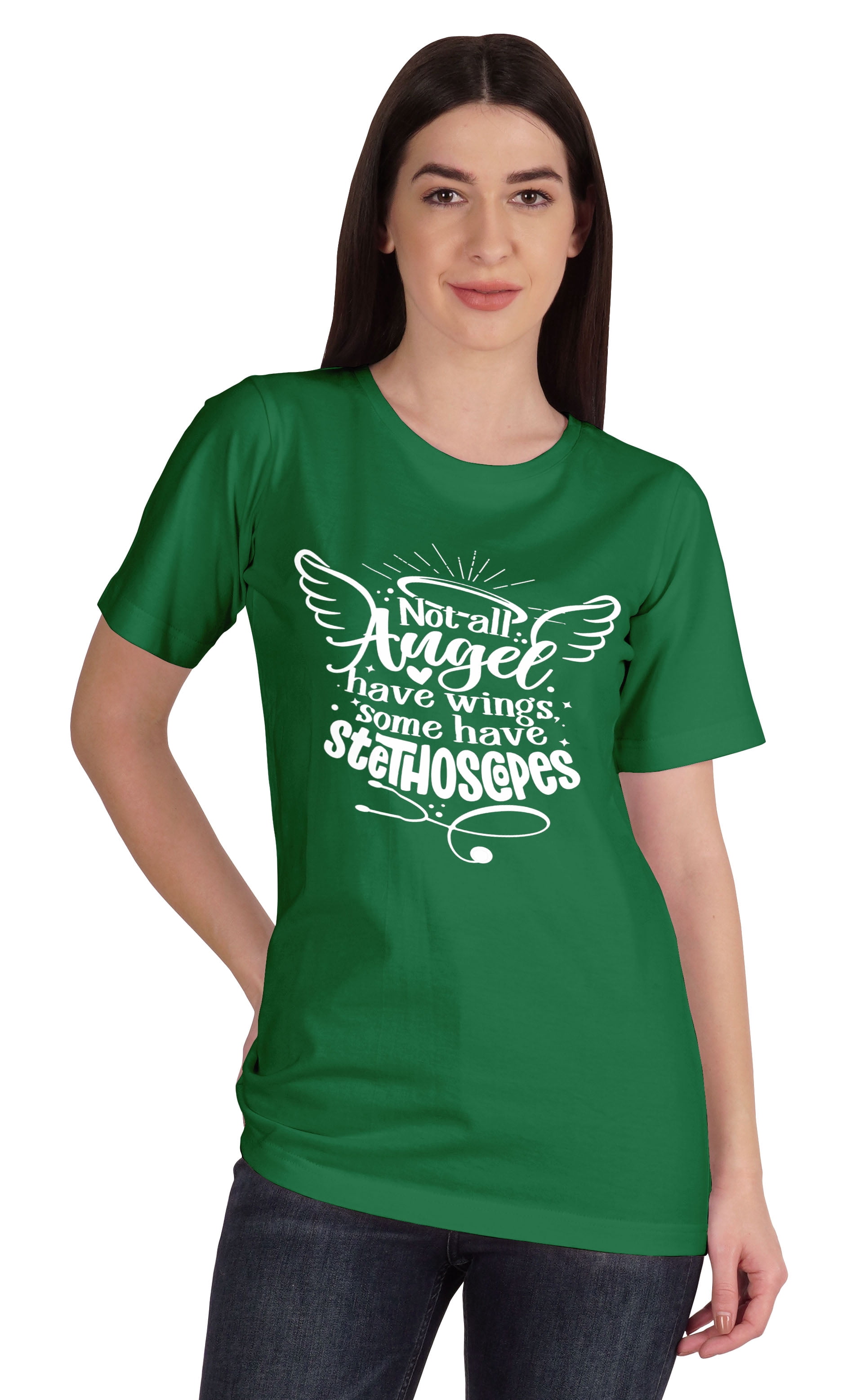 Inkmeso WoMen's Not All Angel Have Wings Some Have Stethoscopes Nurse T-shirt