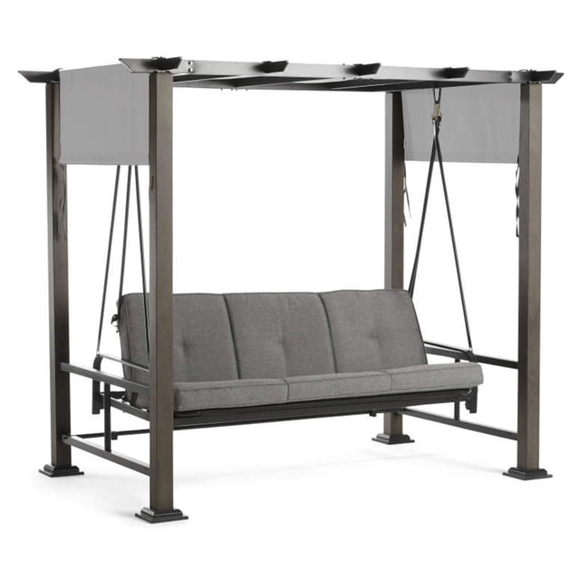 Garden Winds Replacement Canopy Top Cover for Broyhill Pergola Daybed Swing - Riplock 350 - Slate Gray