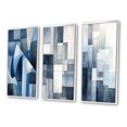 thumbnail image 3 of Designart "Retro Navy Blue Cubist Dreams II" Modern Geometric Framed Wall Art Set Of 3 - Blue Abstract Frame Canvas Set For Living Room Decor, 3 of 6