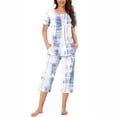 thumbnail image 2 of Rbaofujie Chemises de Nuit pour Femmes, Col Rond, Imprimé, Manches Courtes, Ensemble de Chemise de Nuit et Pantalon, Tenue d'Intérieur, Pyjamas avec Poches, Peignoir Grande Taille, 2 of 7