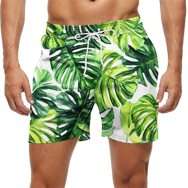 Kakii Men's Swim Trunks Hawaiian Bathing Mesh Lining Suit Swimsuits Beach Shorts with Pockets