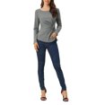 thumbnail image 2 of INSPIRE CHIC Hauts pour Femmes Col Rond devant Torsadé Manches Longues Blouses Décontractées TP Gris Foncé, 2 of 5