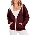 thumbnail image 3 of Timegard Vestes à Capuche Zippées pour Femmes Manches Longues Chandails en Molleton Décontractés Mode Automne avec Poches, 3 of 7