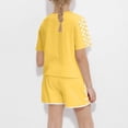 thumbnail image 3 of Économies d'Été! HVOBTTY Ensemble Décontracté 2 Pcs à Manches Courtes pour Filles, Ensemble de Mode Décontracté à Manches Courtes pour Garçons et Filles avec Col Rond, Boutons et Short Imprimé Jaune, 9 Ans, 3 of 4