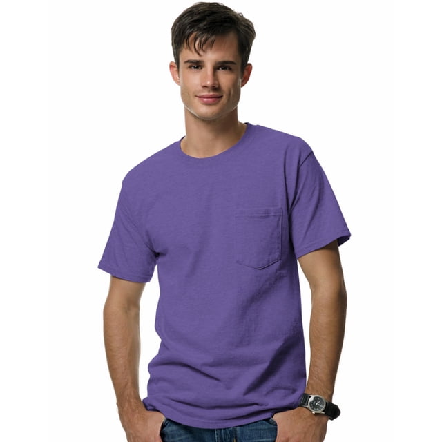 Hanes Beefy-T T-Shirt à Poche pour Hommes, 2TG, Violet
