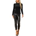 thumbnail image 2 of INSPIRE CHIC Women's Ruffle Neck Blouse Puff Long Sleeve Metallic Dots Velvet Top S Black, 2 of 6