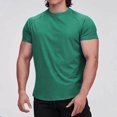 thumbnail image 2 of BiZtdJrK T-Shirts Actifs à Séchage Rapide pour Hommes Été Course Entraînement Hauts Couleur Unie Manches Courtes Col Rond Chandails pour Muscles, Vert, P, 2 of 7