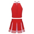 thumbnail image 2 of Ocealan Uniforme de Cheerleading pour Filles Sans Manches avec Jupe Plissée Ensemble Costume Rouge&Blanc 8, 2 of 7