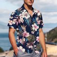 thumbnail image 4 of Pisexur Shirts for Man T Hommes Mode Décontractée Col Rabattu Imprimé Manches Courtes Chemise Boutonnée Blouse Beige,S Chemises de Golf Hommes & Chemises Hommes, 4 of 7