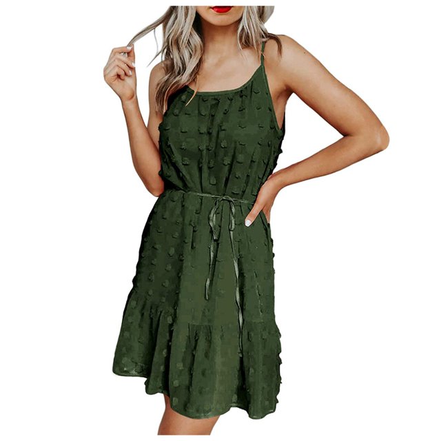 Fridja Robes Courtes Plissées Taille Haute Décontractées d'Été pour Femmes